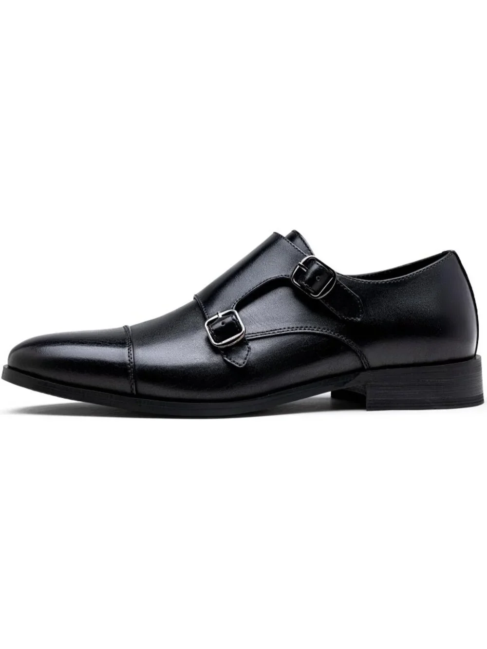 Men's Black Imported 100% Synthetic Dress Shoes for Monk Strap Loafers